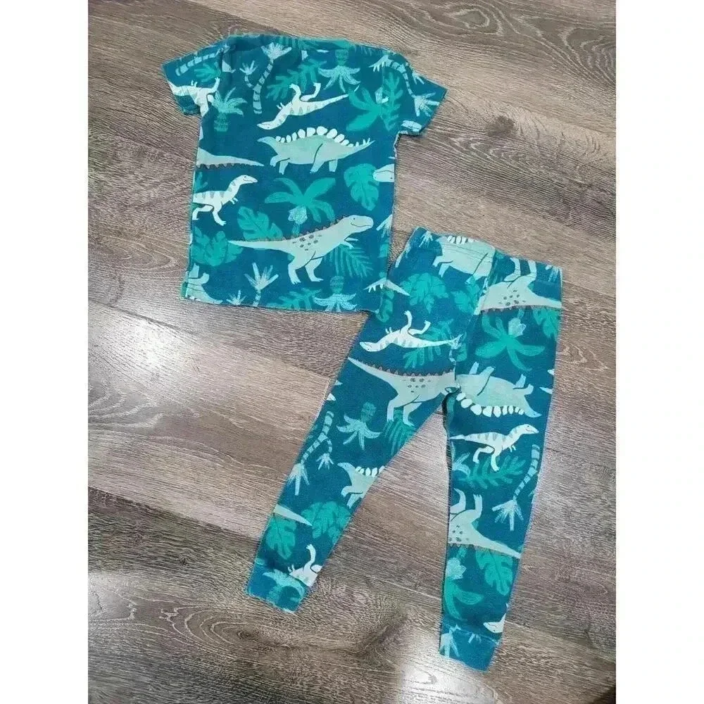 Carters Dinosaur Toddler Pajama Set size 2t pjs blue/green - Picture 2 of 2